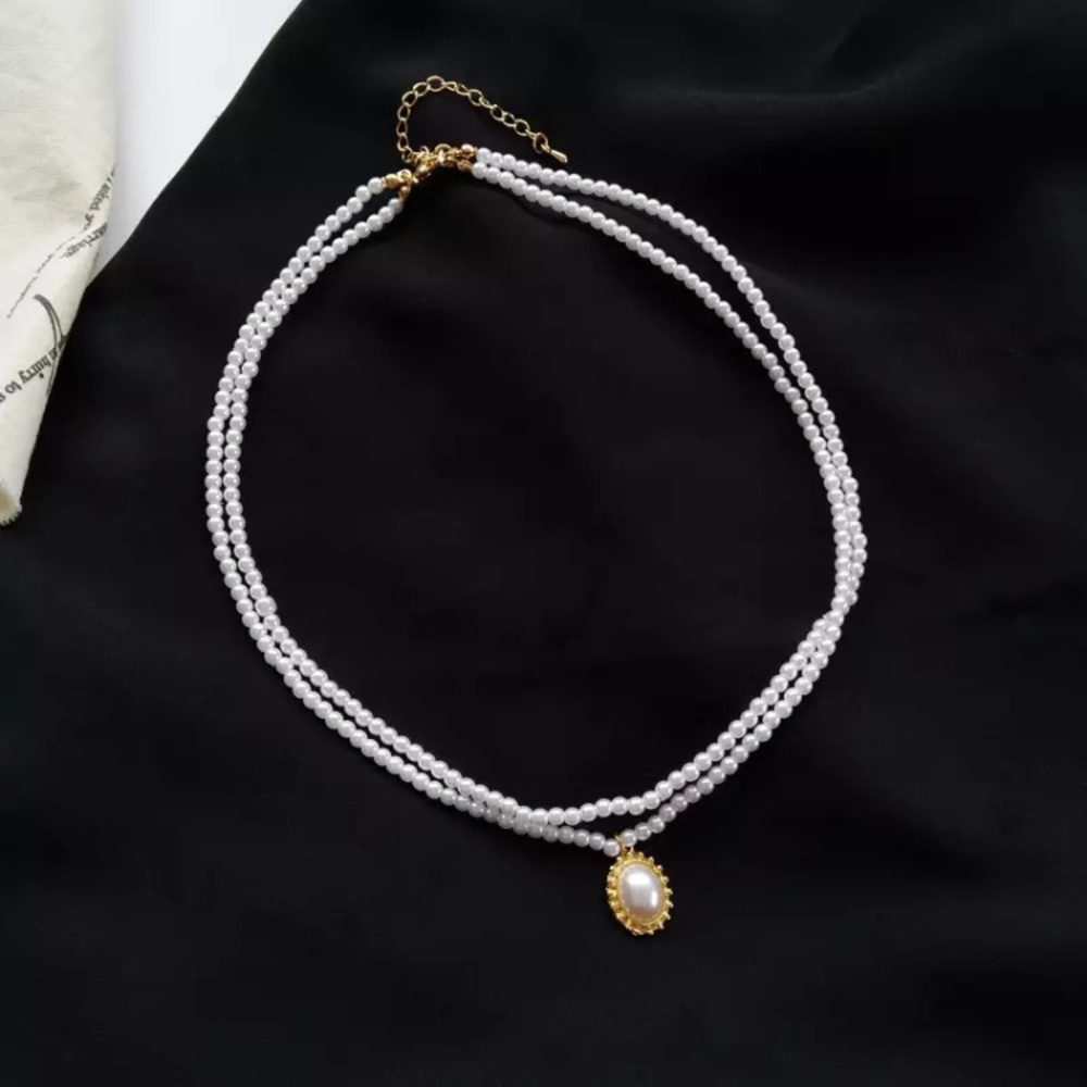 🎀New In Pack Simulated Small Pearls Double Layer Necklace - Picture 2 of 5